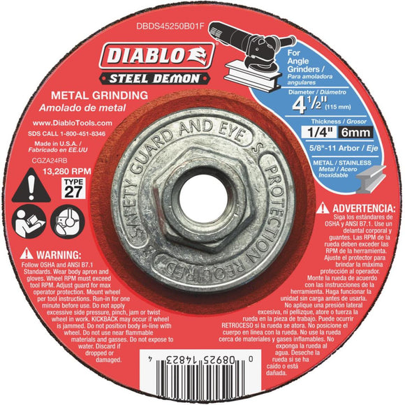 Diablo Steel Demon Type 27 4-1/2 In. x 1/4 In. x 5/8 In.-11 Metal Grinding Cut Off Wheel