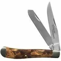 Schrade Knives Gunstock Trapper 2 Blade- 3 7/8 with Desert Iron Wood Handle (3 7/8)