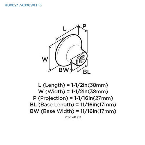 Amerock 217WHT Allison Value Hardware Collection Knob