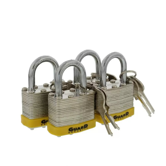 Guard Security Laminated Steel Padlock with 1-1/2-Inch Standard Shackle Keyed Alike