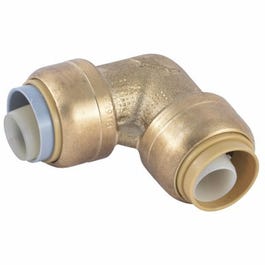 Brass Push Polybutylene Conversion Elbow Fitting, 90-Degree, 1/2-In.