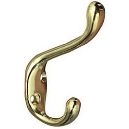 Hat & Coat Hook, Heavy-Duty, Bright Brass